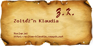 Zoltán Klaudia névjegykártya